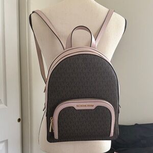 NWT - Michael Kors Jaycee Medium Backpack – Powder Blush / Brown MK Logo